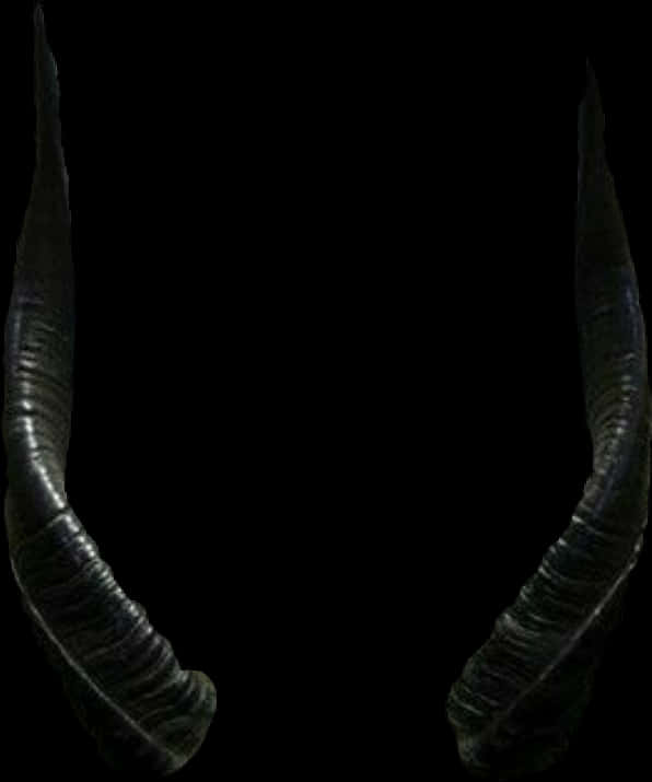 Curved Black Devil Horns PNG image