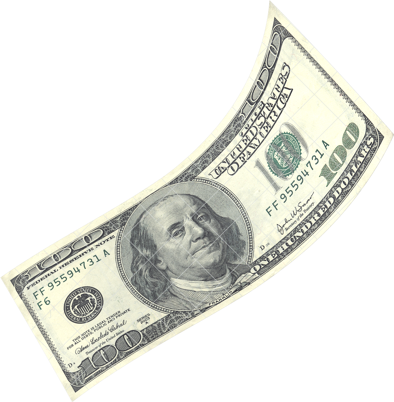 Curved100 Dollar Bill PNG image