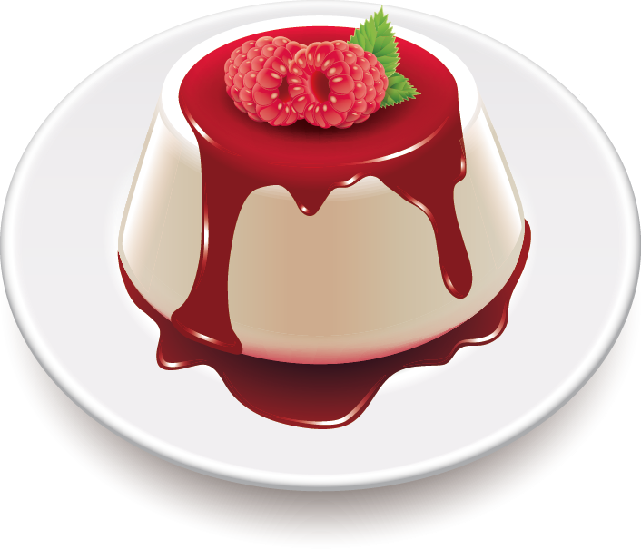 Custard Dessertwith Raspberry Sauce PNG image