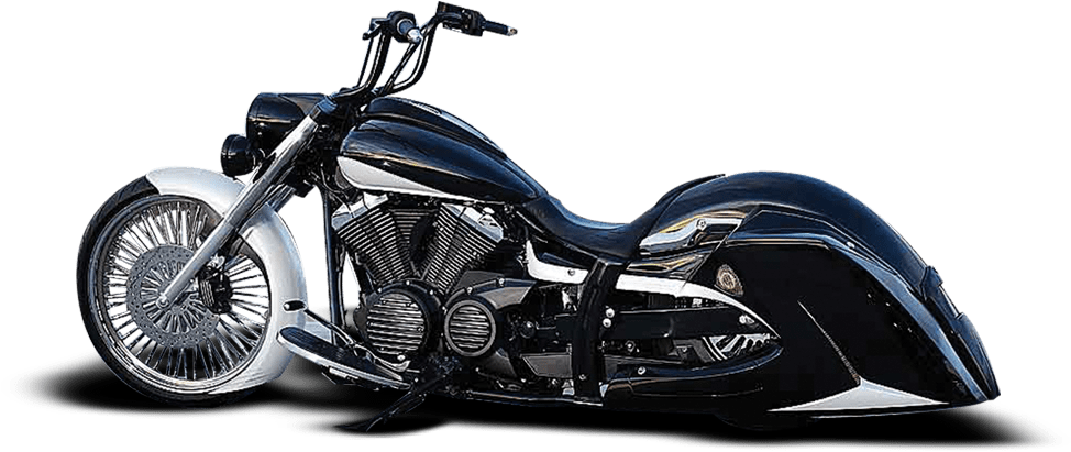 Custom Black Chopper Motorcycle PNG image