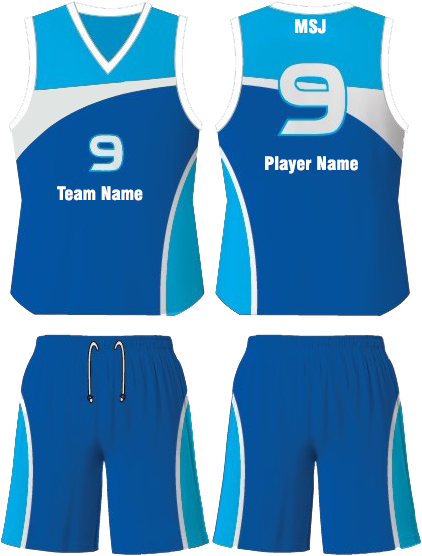 Custom Blue Basketball Uniform Design PNG image