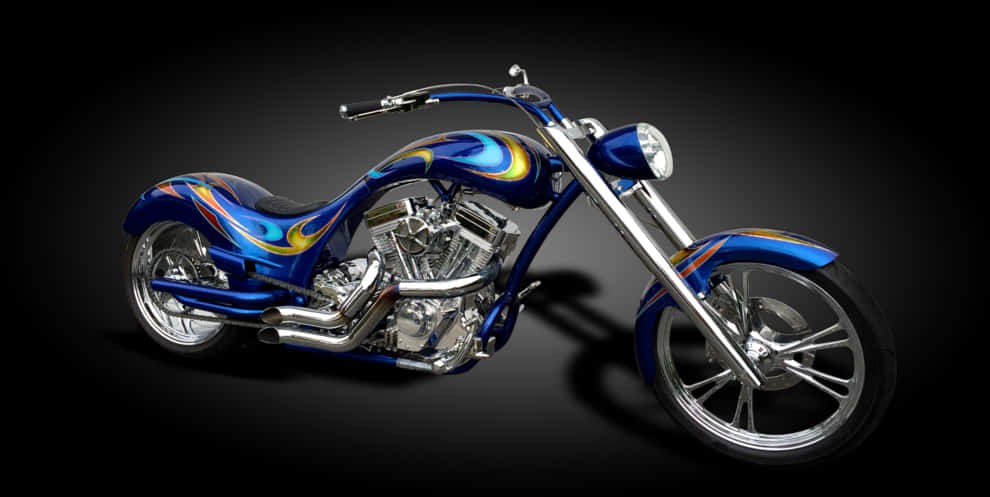 Custom Blue Flame Motorcycle PNG image