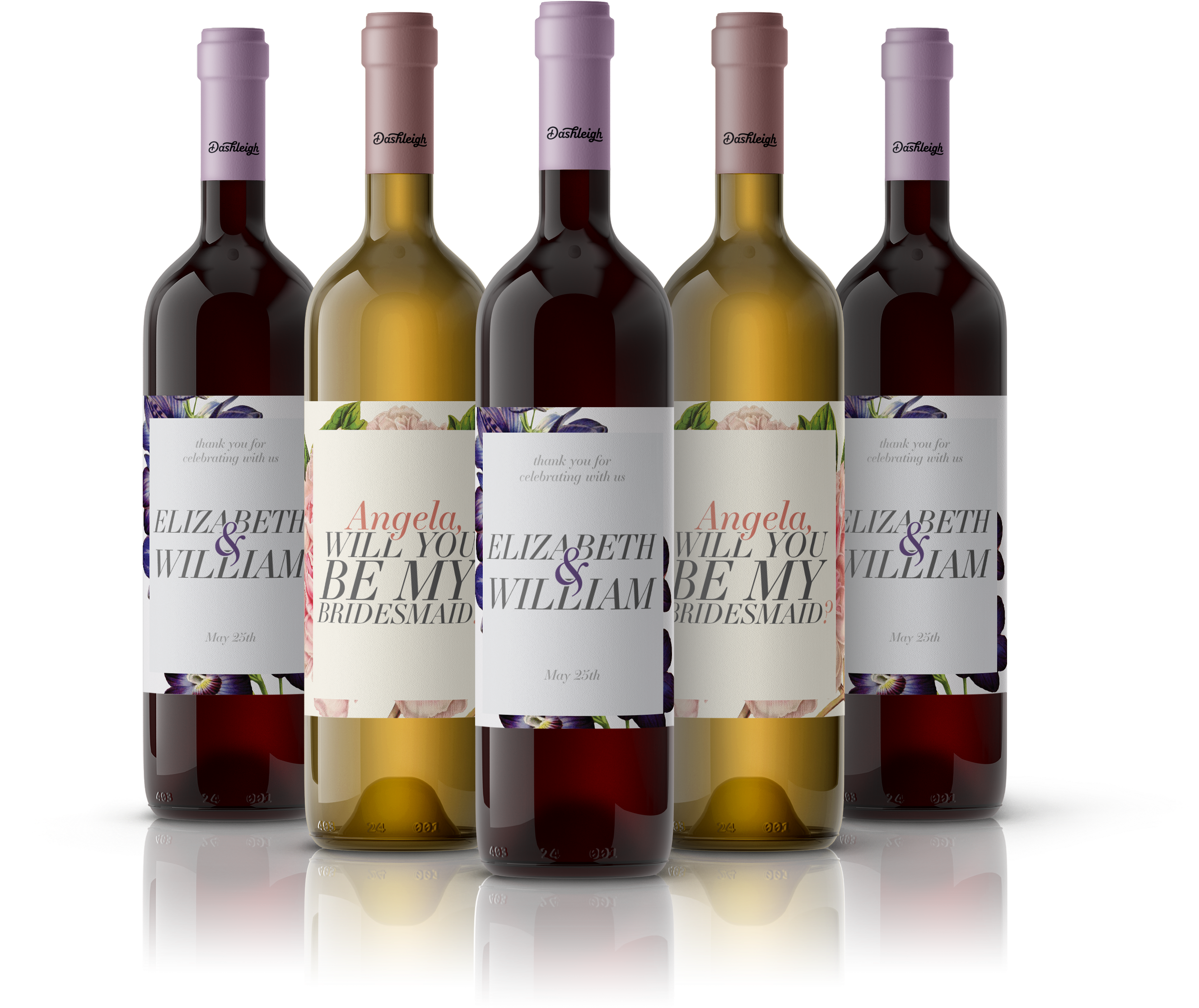 Custom Bridesmaid Wine Bottle Labels PNG image
