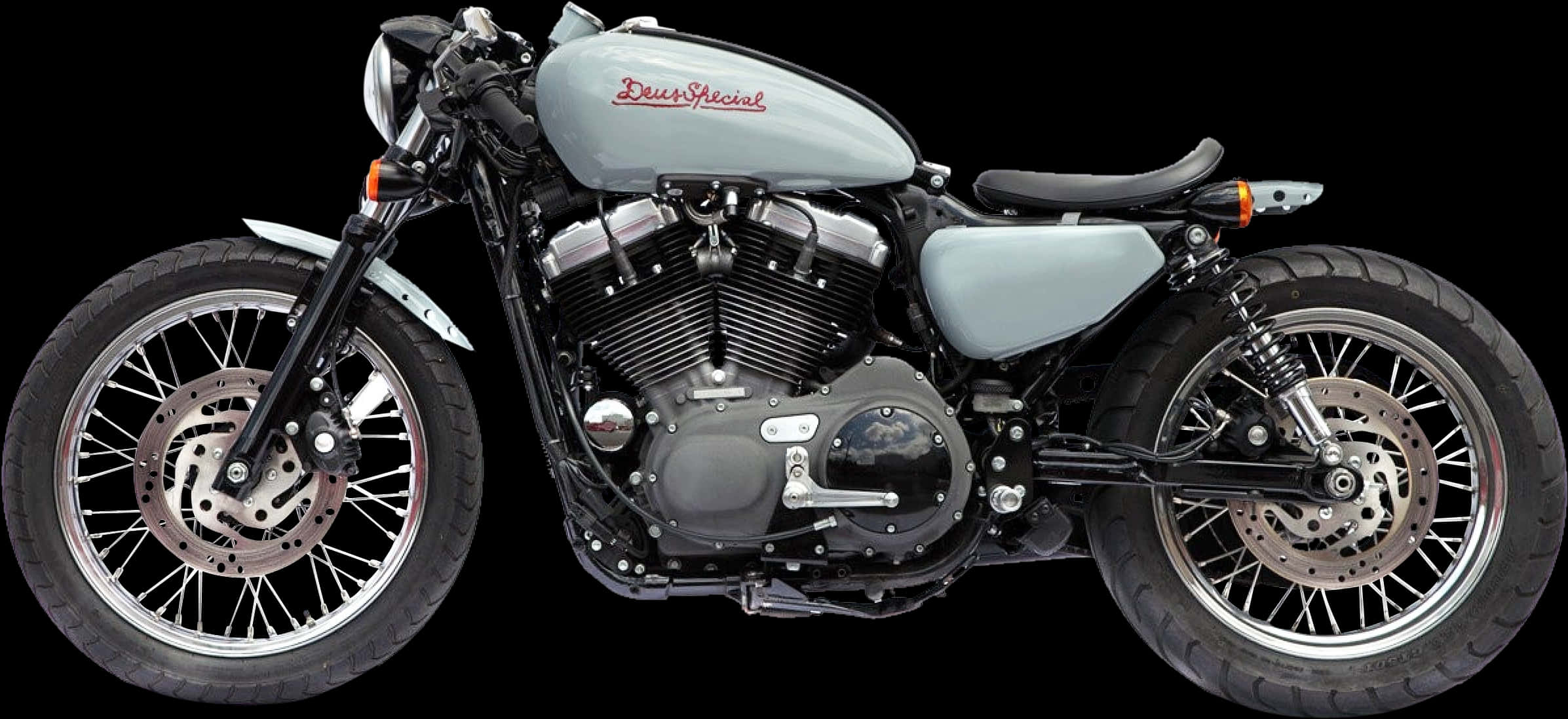 Custom Cafe Racer Motorcycle Deus Ex Machina PNG image