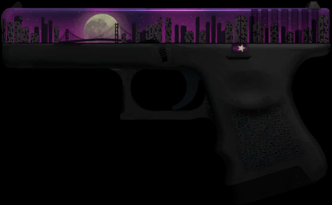 Custom Cityscape Glock Slide PNG image