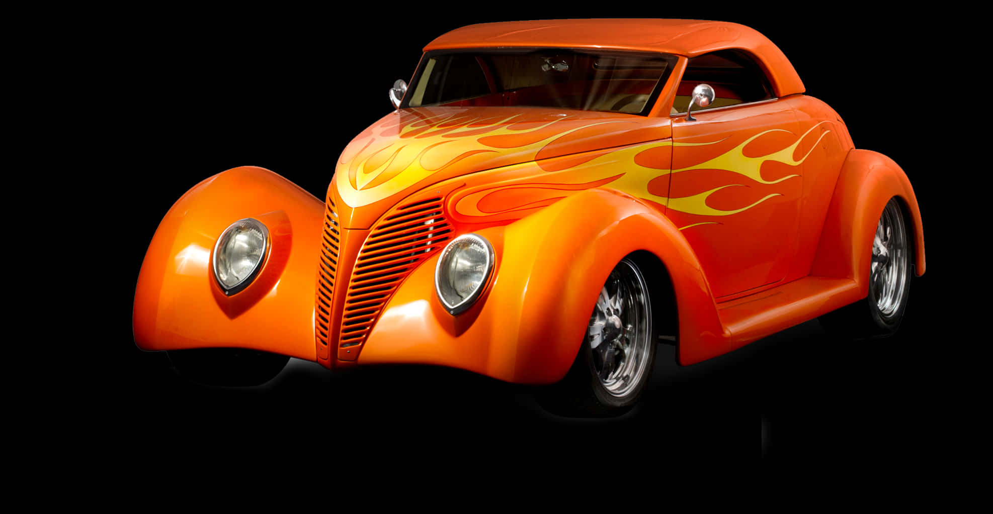 Custom Flame Paint Hot Rod Car PNG image