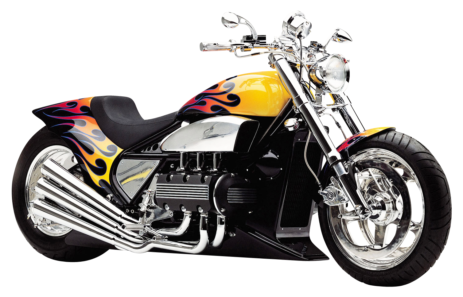 Custom Flame Paint Motorcycle PNG image