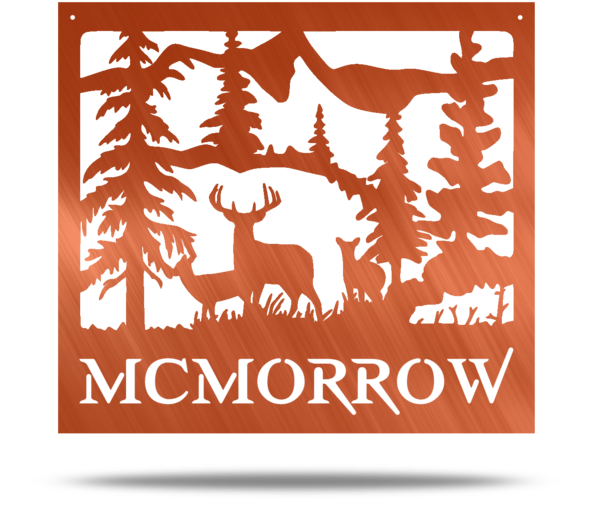 Custom Forest Deer Metal Wall Art Mc Morrow PNG image