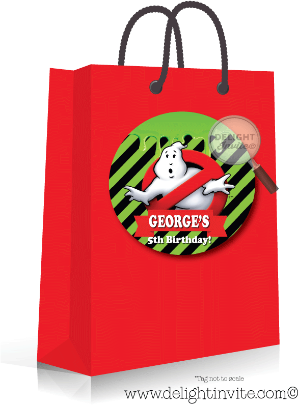 Custom Ghostbusters Birthday Gift Bag PNG image