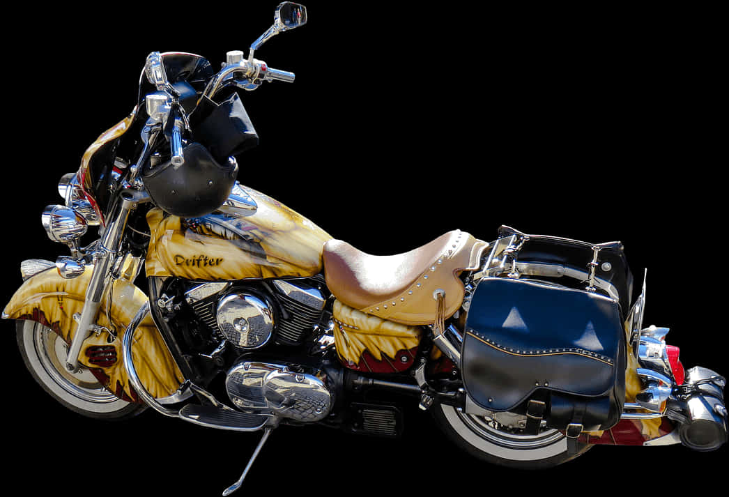 Custom Painted Motorcycle Black Background PNG image