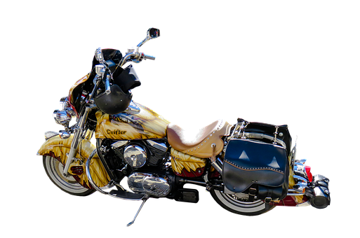 Custom Painted Motorcyclewith Western Saddle PNG image