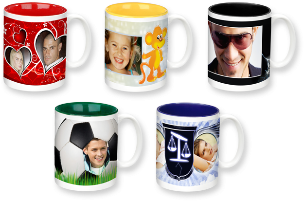 Custom Printed Mugs Variety PNG image