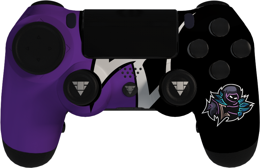 Custom Purple Black P S4 Controllerwith Decal PNG image