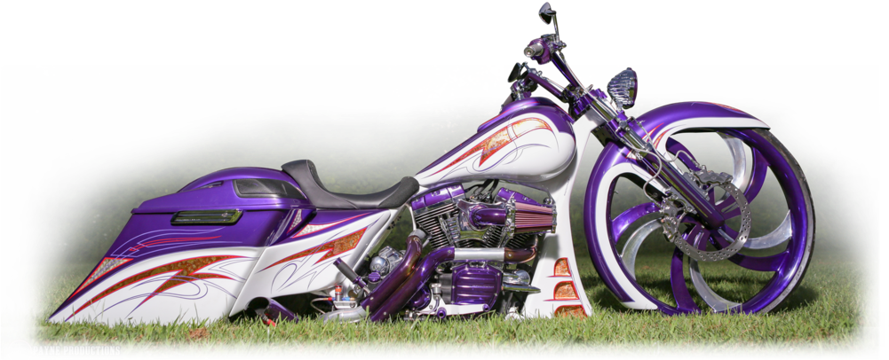 Custom Purple Motorcycleon Grass PNG image
