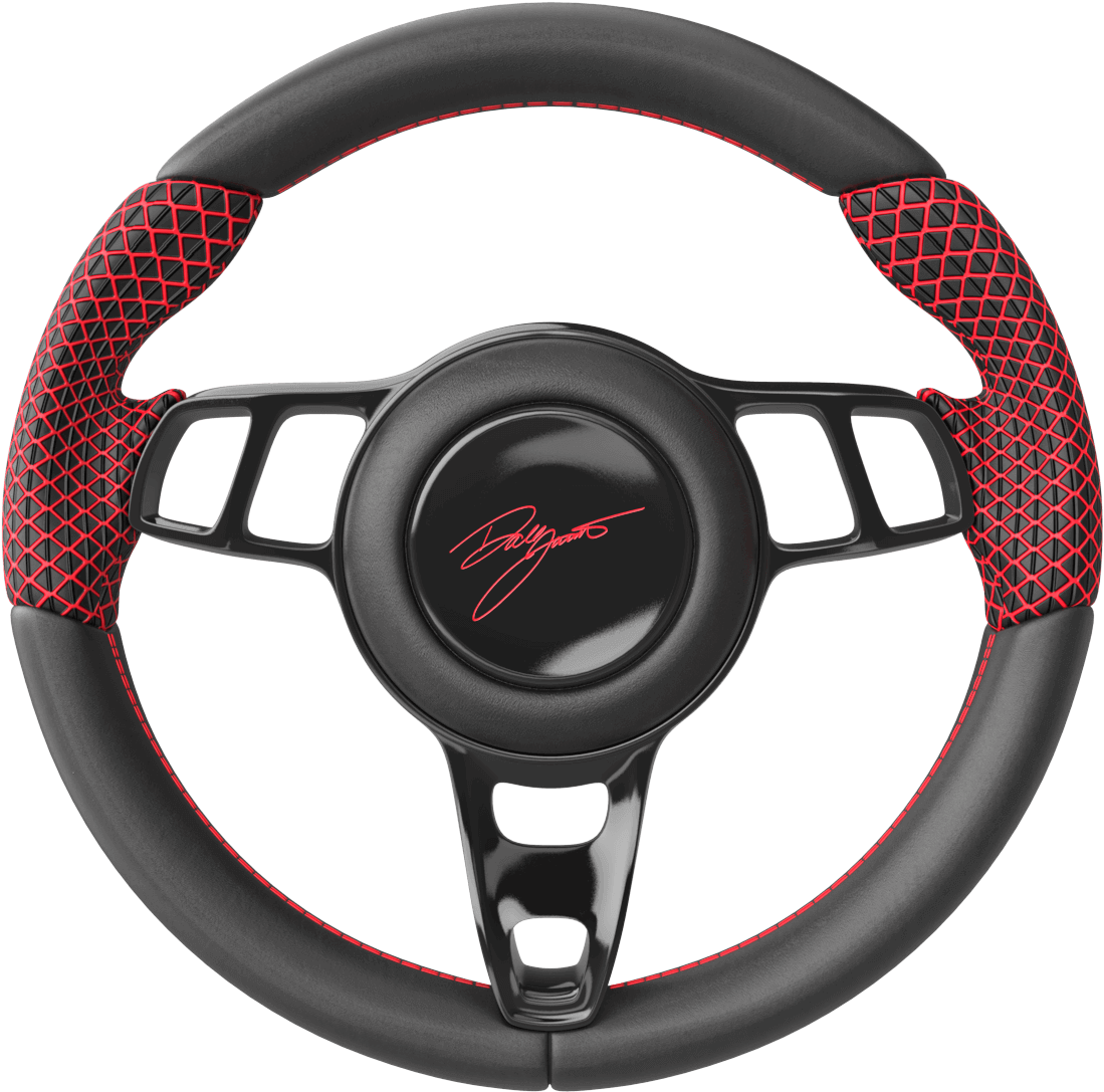 Custom Red Accented Steering Wheel PNG image