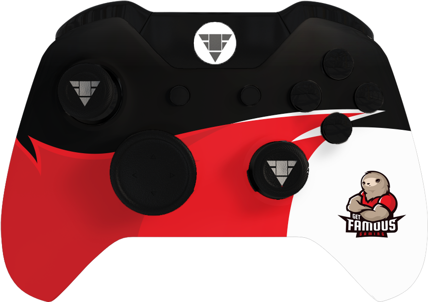 Custom Red Black Gaming Controller PNG image