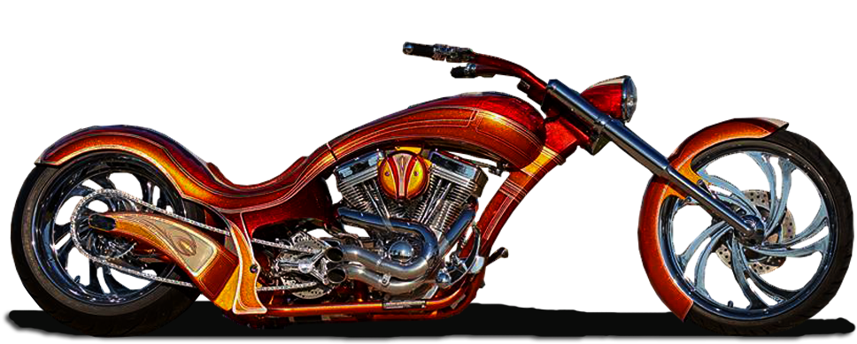 Custom Red Chopper Motorcycle PNG image