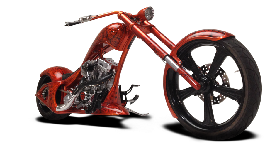 Custom Red Chopper Motorcycle PNG image