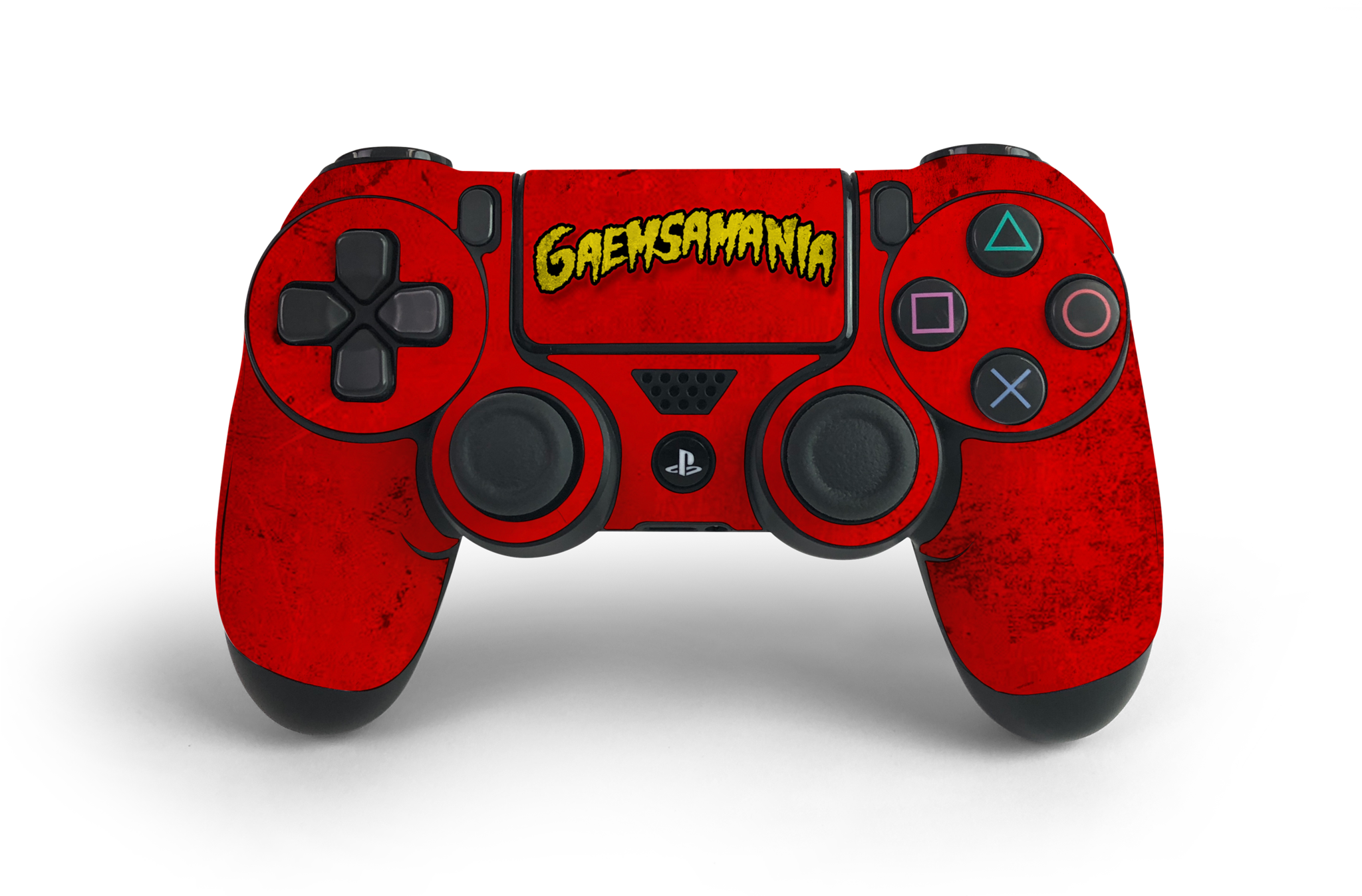 Custom Red Play Station Controller PNG image