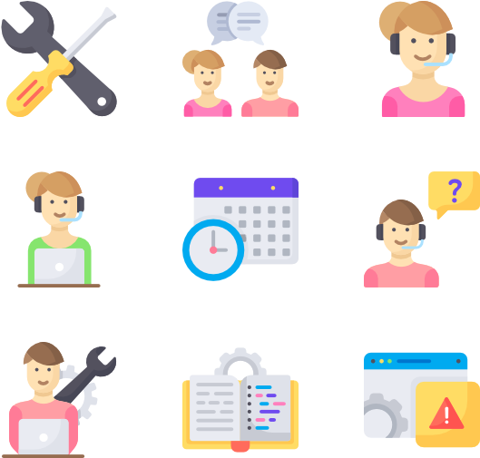 Customer Support Icons Set PNG image