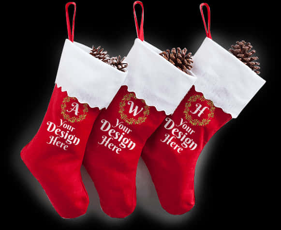 Customizable Christmas Stockings Mockup PNG image