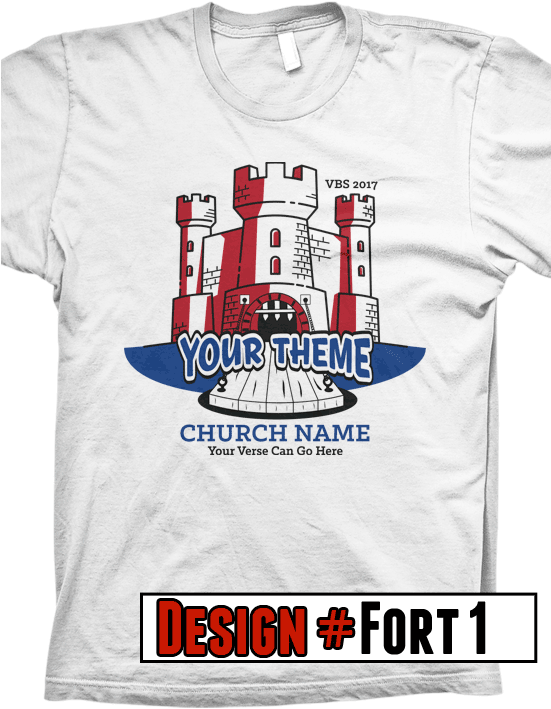 Customizable Church T Shirt Template Fort Design PNG image