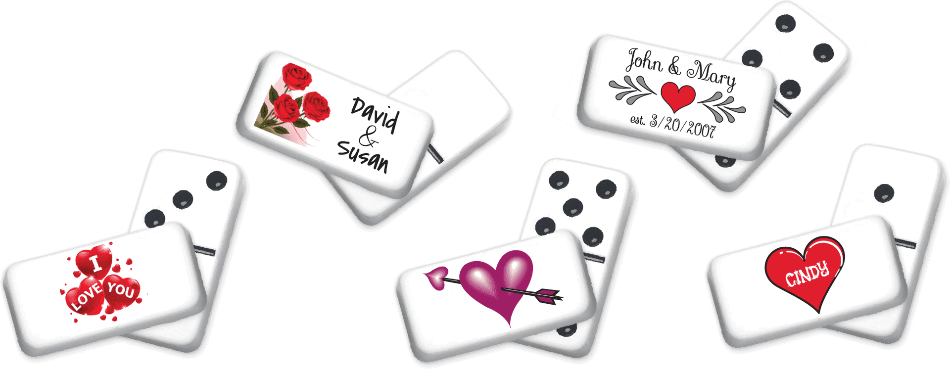 Customized Love Themed Dominoes PNG image