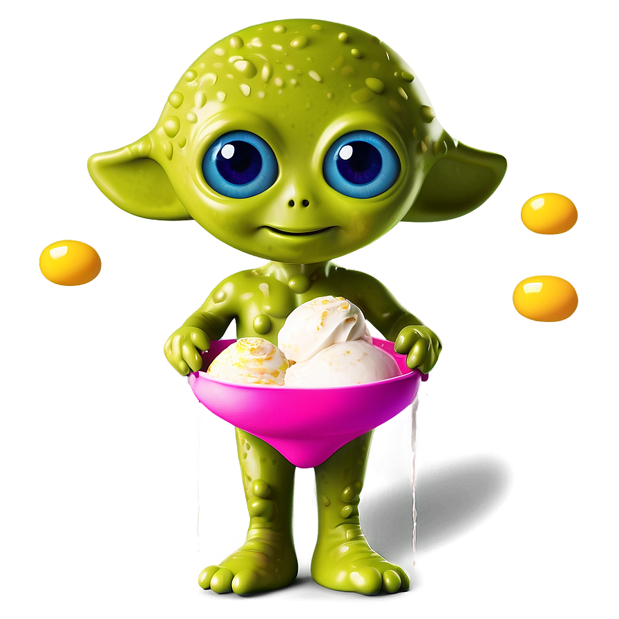 Cute Alien With Ice Cream Png Sha PNG image