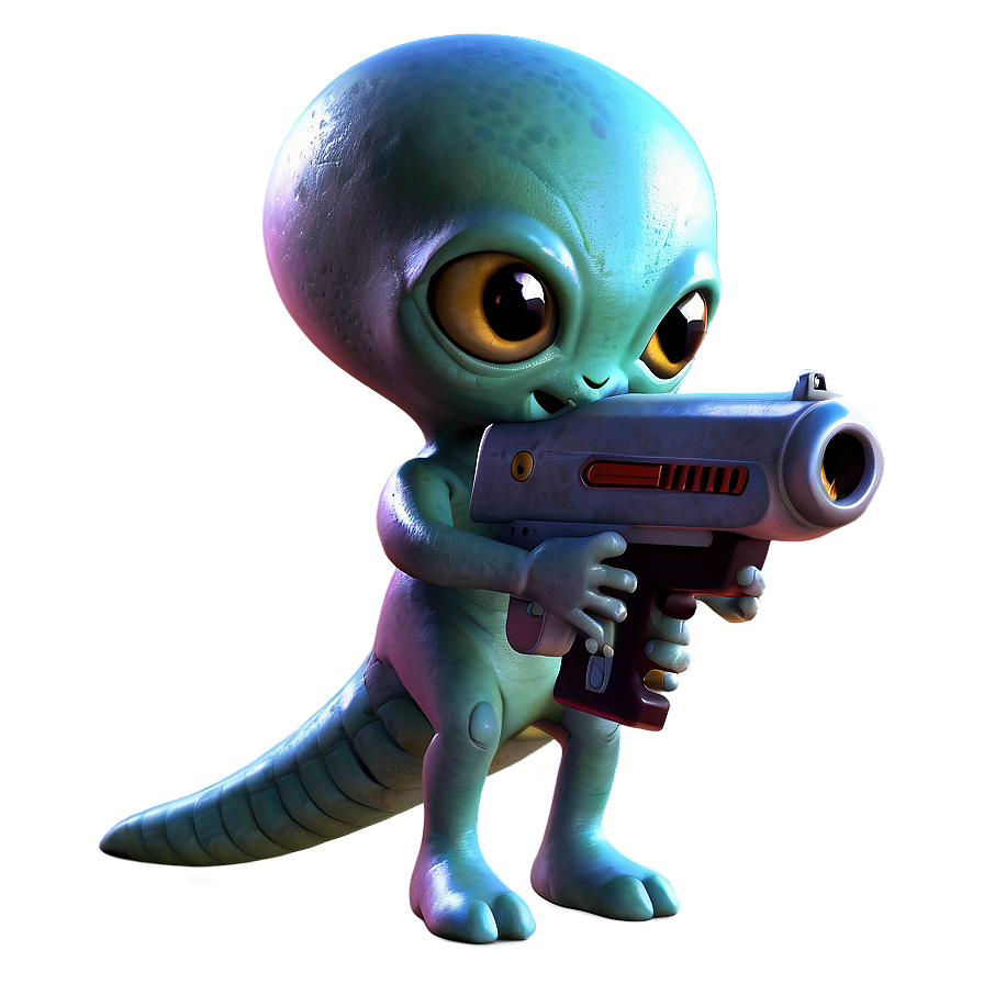 Cute Alien With Ray Gun Png 29 PNG image