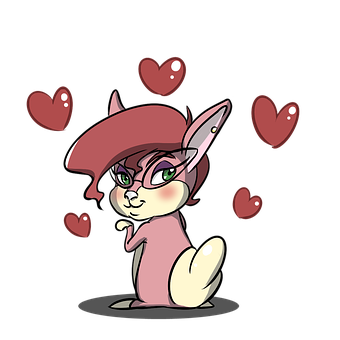 Cute Anthropomorphic Bunnywith Hearts PNG image