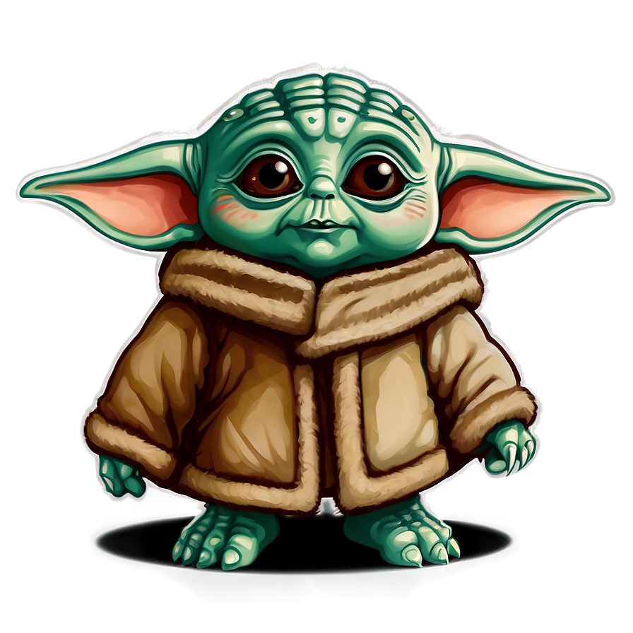 Cute Baby Yoda Cartoon Art Png Xdj52 PNG image