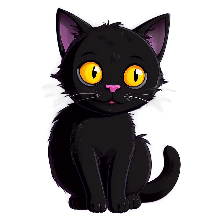 Cute Black Cat Cartoon Png 05232024 PNG image