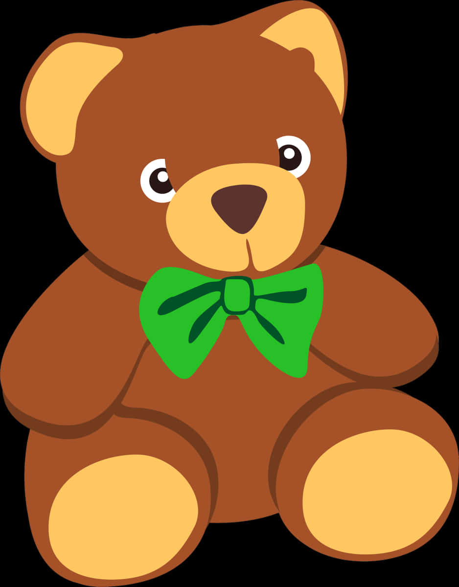 Cute Brown Teddy Bear Green Bow PNG image