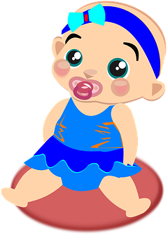 Cute Cartoon Baby Girl PNG image
