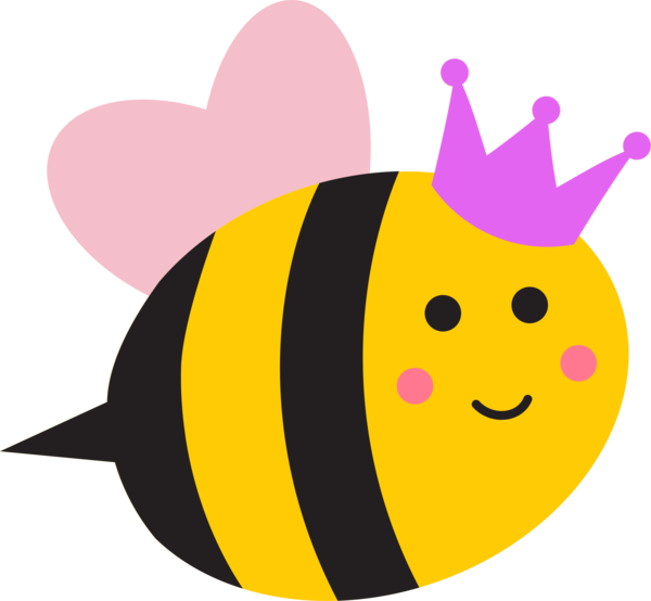 Cute Cartoon Beewith Crown Clipart PNG image