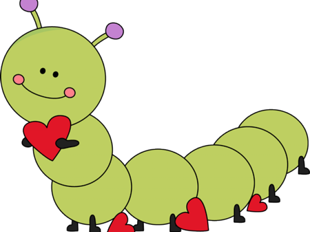 Cute Cartoon Caterpillarwith Hearts PNG image