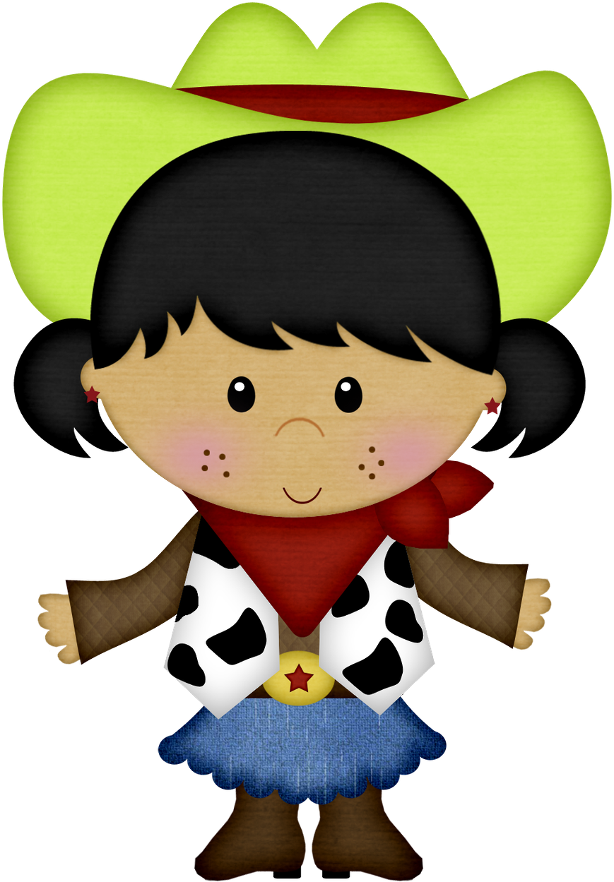 Cute Cartoon Cowgirl Illustration.png PNG image
