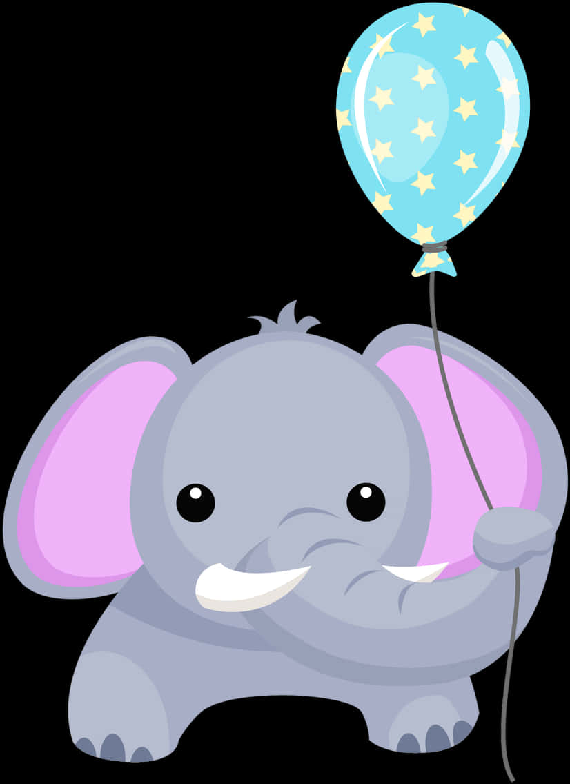 Cute Cartoon Elephantwith Balloon PNG image