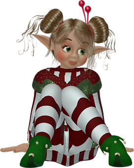 Cute Cartoon Elf Girl PNG image