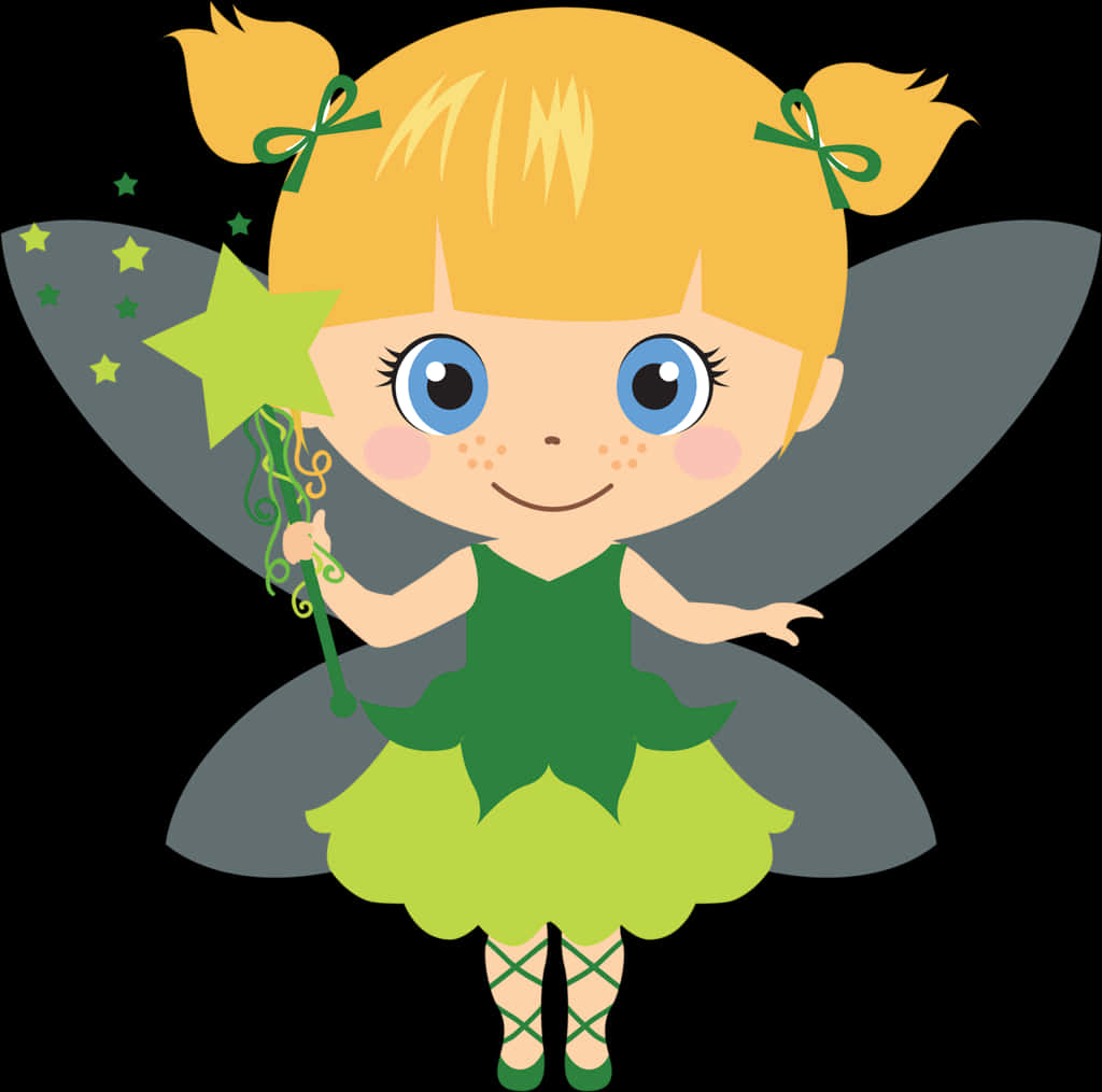 Cute Cartoon Fairywith Wand PNG image