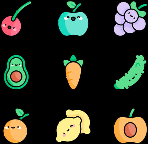 Cute_ Cartoon_ Fruits_and_ Vegetables PNG image
