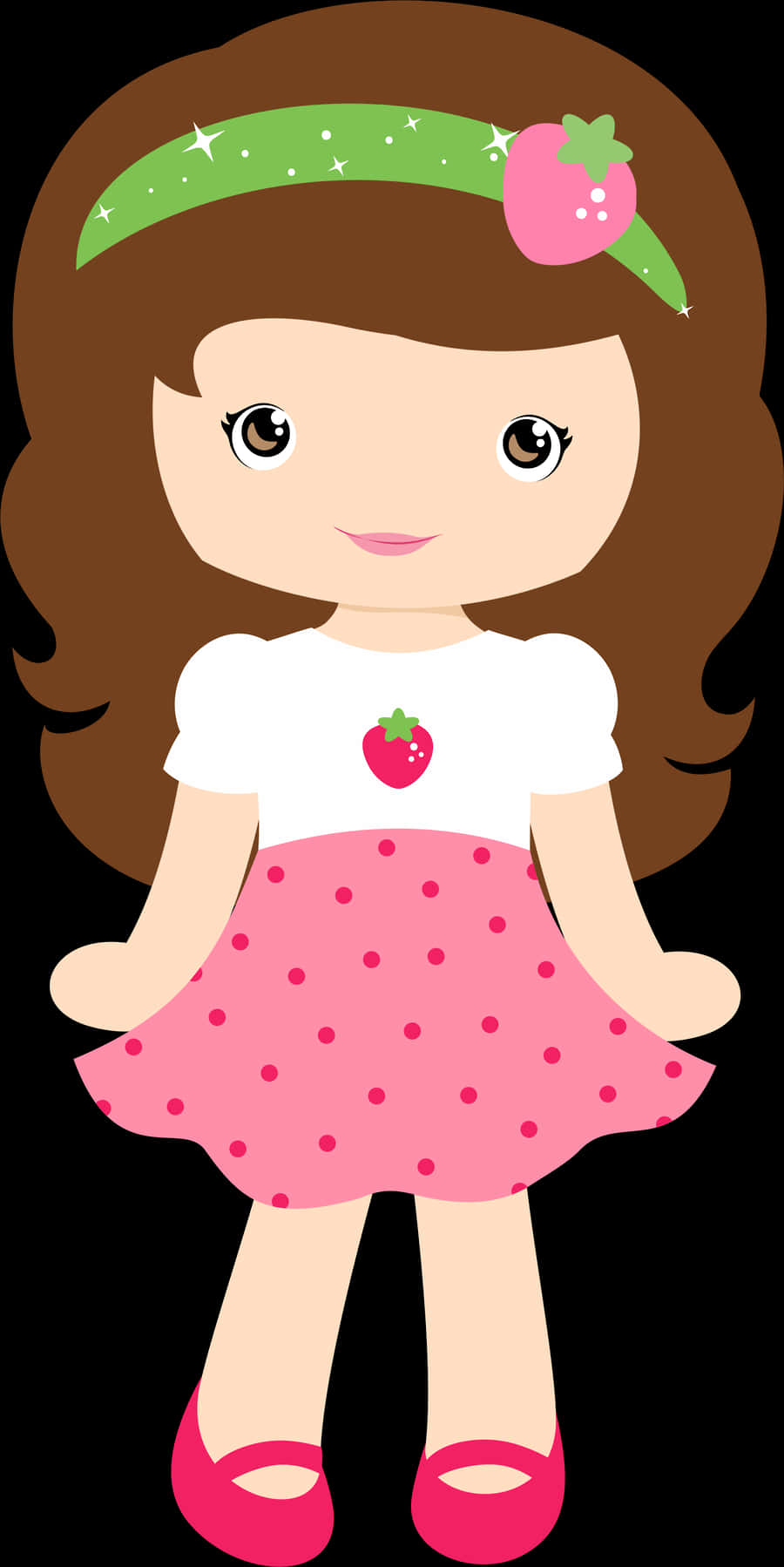 Cute Cartoon Girl Doll Strawberry Theme PNG image