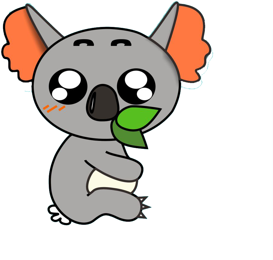 Cute Cartoon Koalawith Leaf PNG image