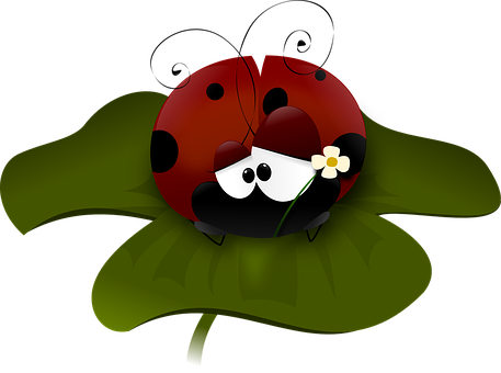 Cute Cartoon Ladybugon Leaf PNG image