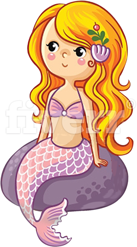 Cute Cartoon Mermaid Clipart PNG image