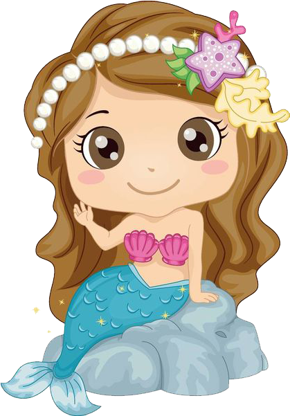 Cute Cartoon Mermaid Clipart PNG image