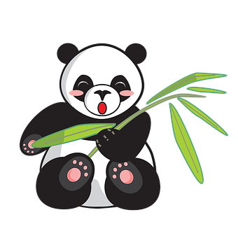 Cute Cartoon Panda Eating Bamboo PNG image