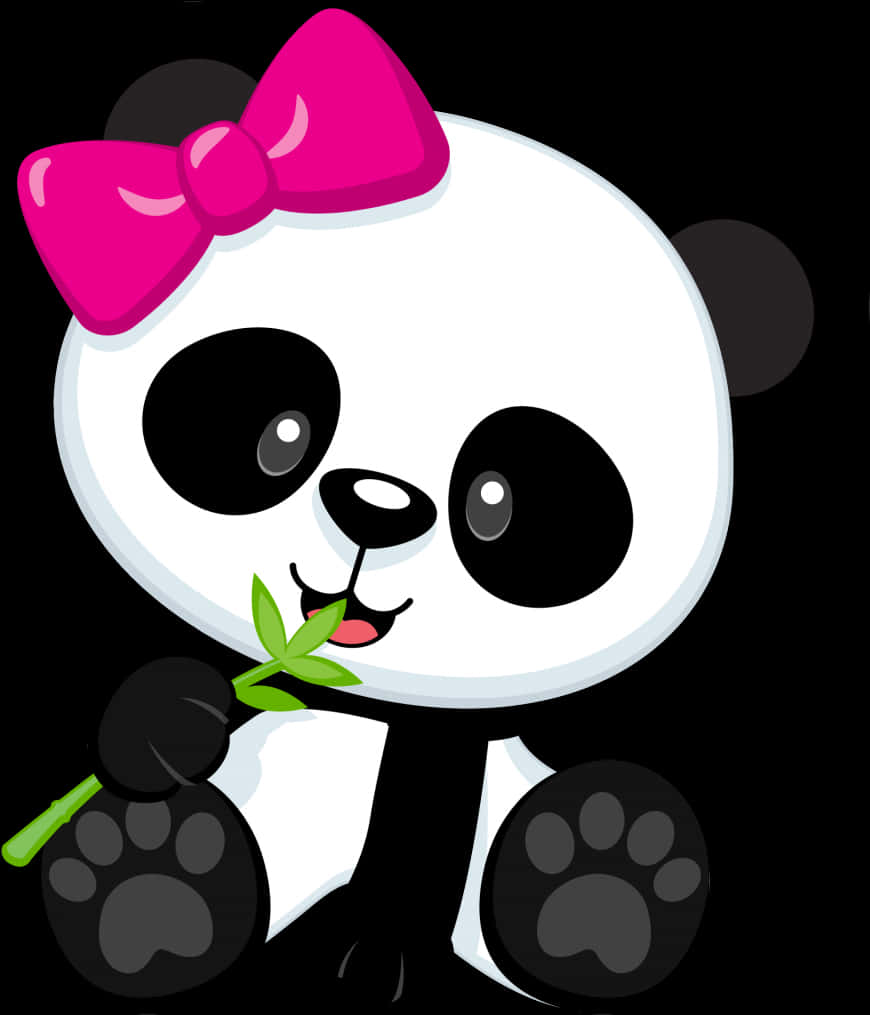Cute Cartoon Pandawith Bow PNG image
