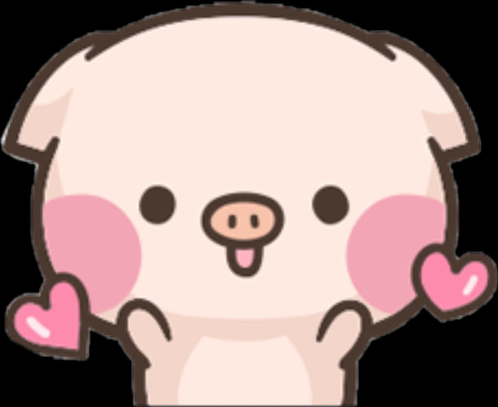 Cute Cartoon Pigwith Hearts PNG image