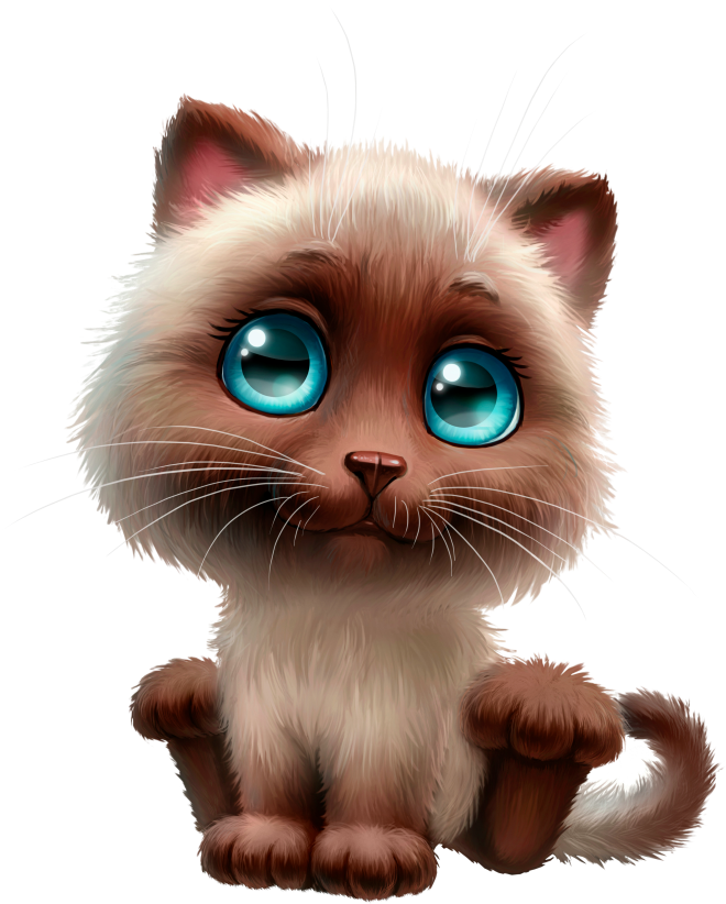 Cute Cartoon Siamese Cat PNG image